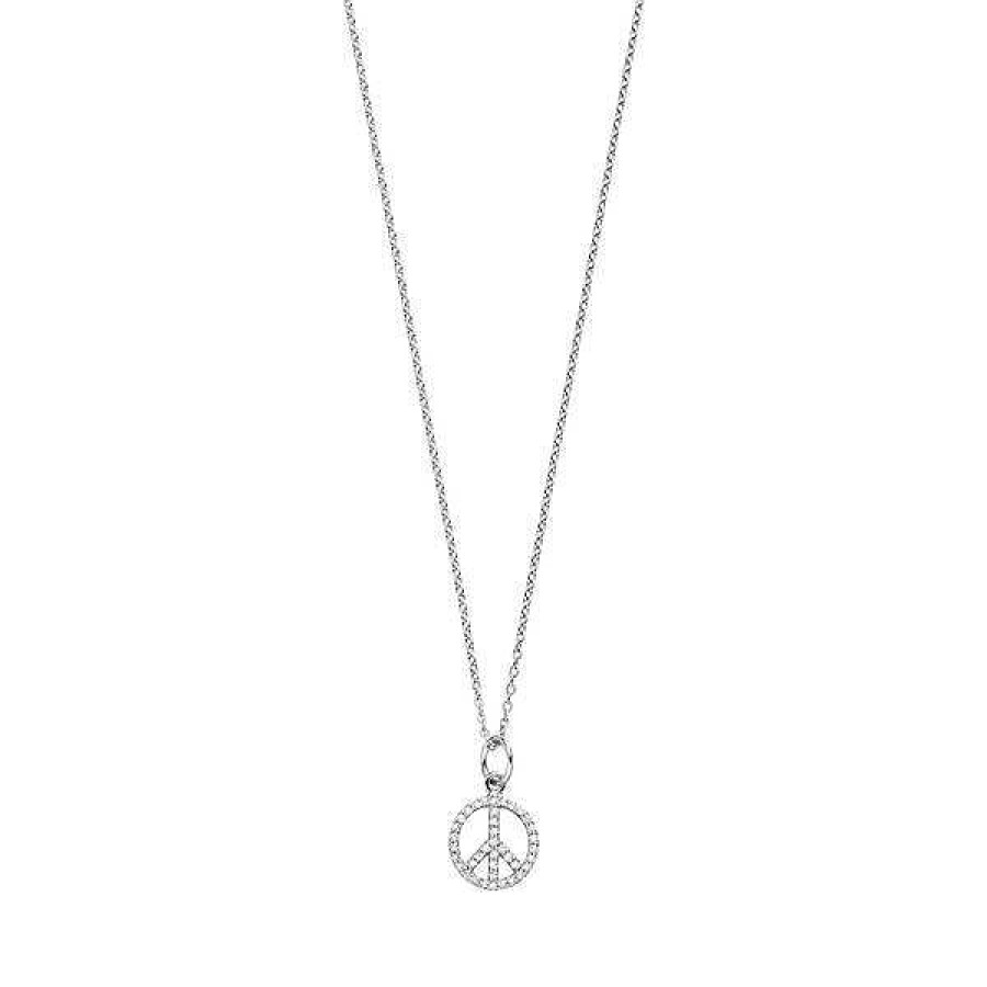 Silberschmuck Leaf Schmuck | Halskette Peace Mit Zirkonia, 925 Sterlingsilber