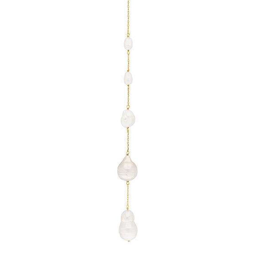 Goldschmuck Leaf Schmuck | Halskette Barock Pearls, 14K Gelbgold