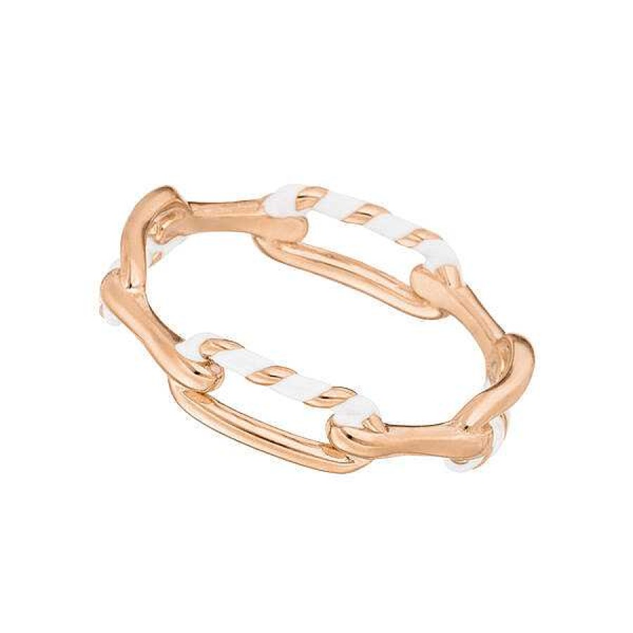 Silberschmuck Leaf Schmuck | Ring Neon Twist, 18 K Rosegold Vergoldet, Weiss, Gr.56