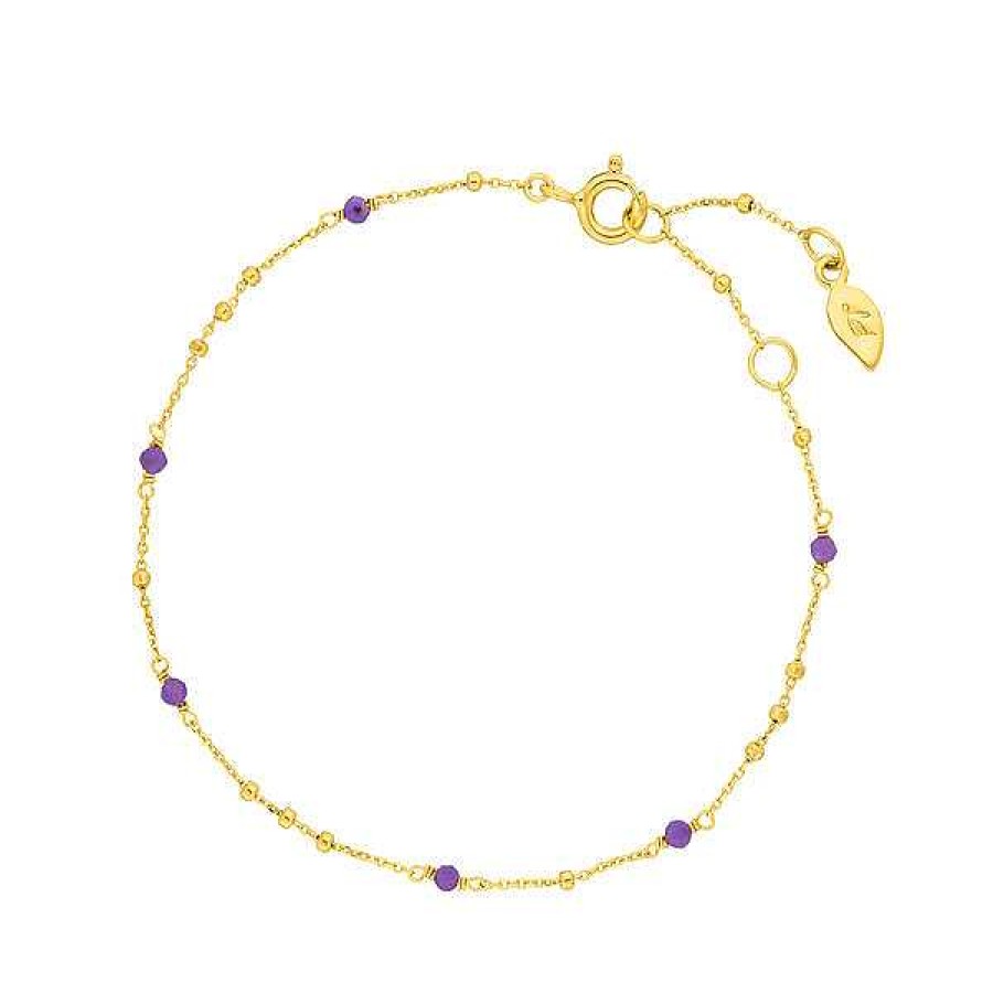 Silberschmuck Leaf Schmuck | Armkette Flying Gems, Amethyst, 18 K Gelbgold Vergoldet