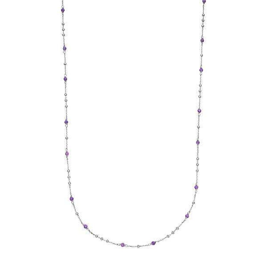 Silberschmuck Leaf Schmuck | Halskette Flying Gems, Amethyst, 90Cm, 925 Sterlingsilber