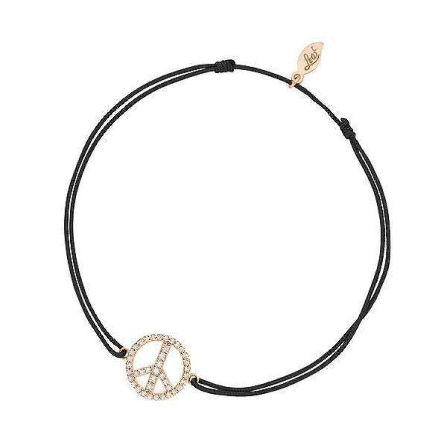 Silberschmuck Leaf Schmuck | Gl Cksarmband Peace Mit Zirkonia, 18 K Rosegold Vegoldet, Schwarz