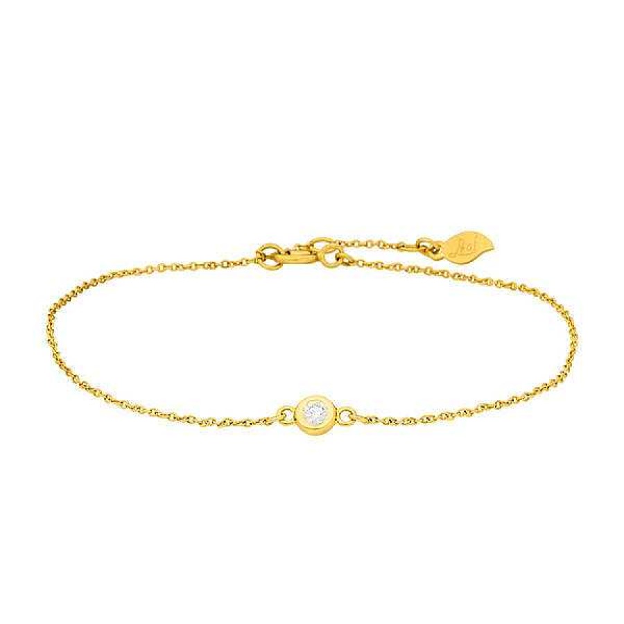 Goldschmuck Leaf Schmuck | Armkette "My First Diamond", 14 K Gelbgold