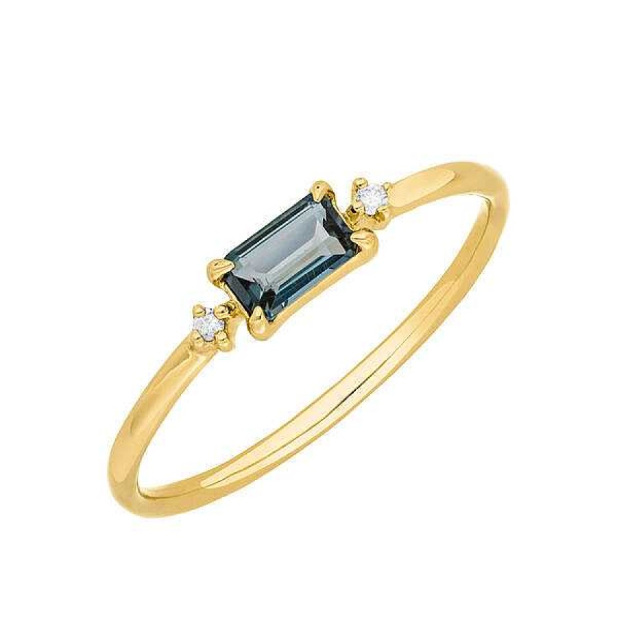 Goldschmuck Leaf Schmuck | Ring London Blue Topas, 14K Gelbgold