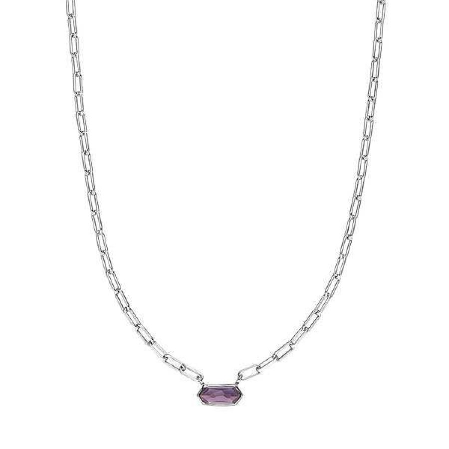 Silberschmuck Leaf Schmuck | Silber Halskette, Cube, Amethyst