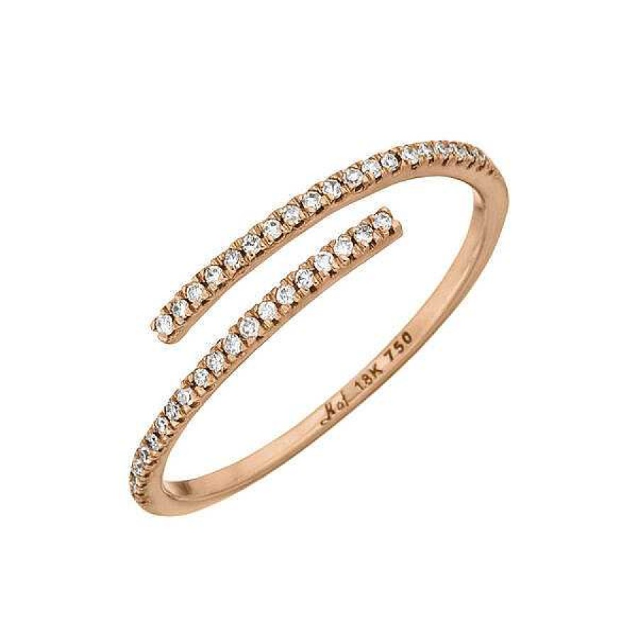 Goldschmuck Leaf Schmuck | Ring Open Mit Diamanten, 18 K Rosegold