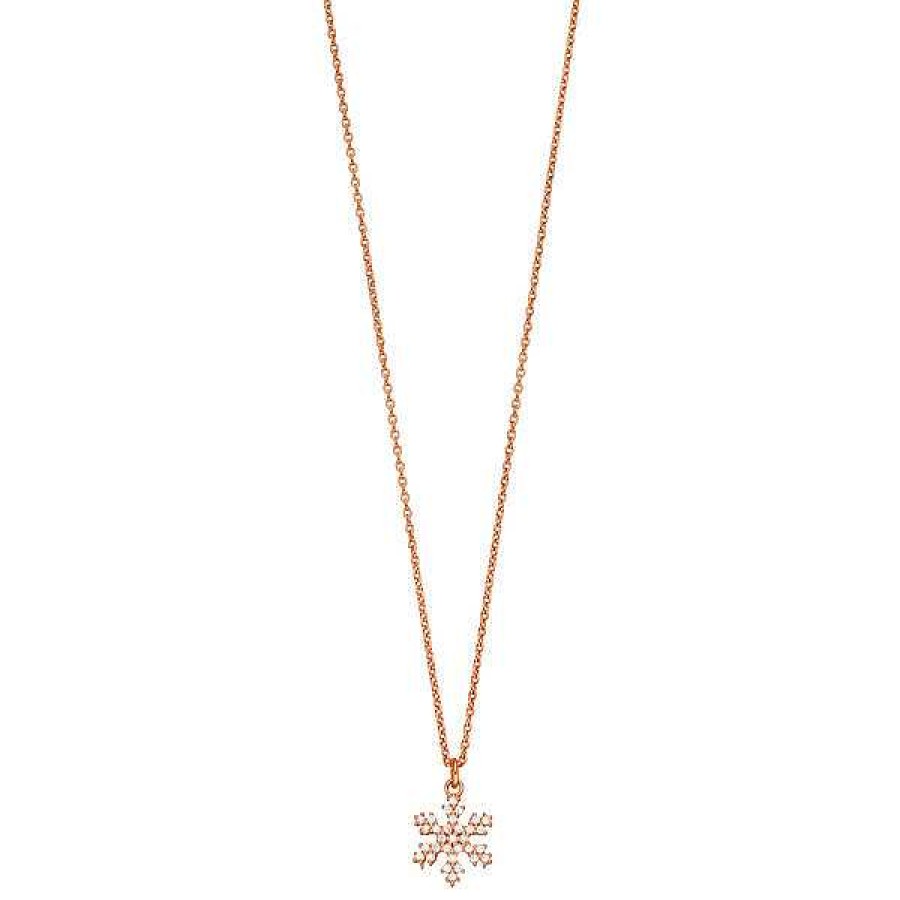 Silberschmuck Leaf Schmuck | Halskette Snowflake, 18 K Rosegold Vergoldet