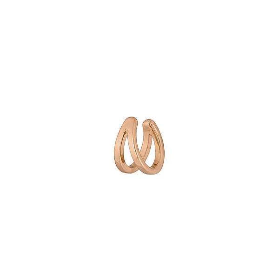 Silberschmuck Leaf Schmuck | Earcuff Double Line, 10 Mm, 18 K Rosegold Vergoldet