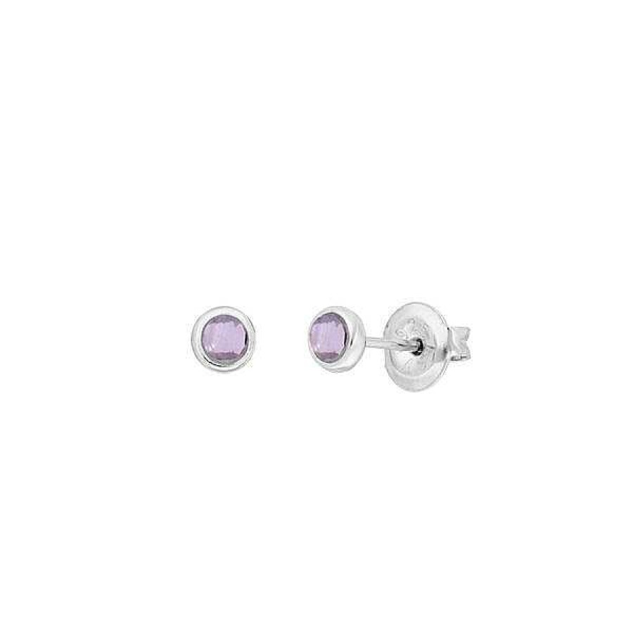 Silberschmuck Leaf Schmuck | Ohrstecker Pure Amethyst, 3Mm, 925 Sterlingsilber