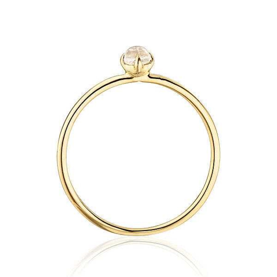 Goldschmuck Leaf Schmuck | Ring Cabochon, 14 K Gelbgold, Mondstein