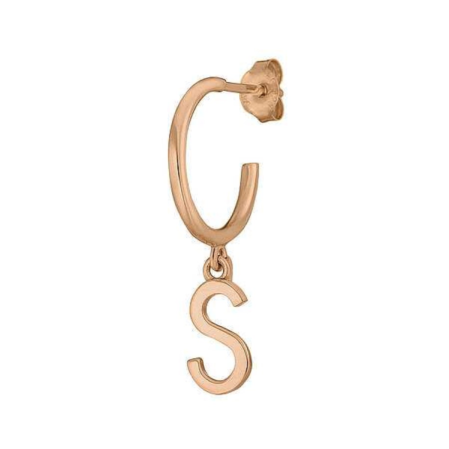 Silberschmuck Leaf Schmuck | Buchstaben Creole, 18 K Rosegold Vergoldet, B