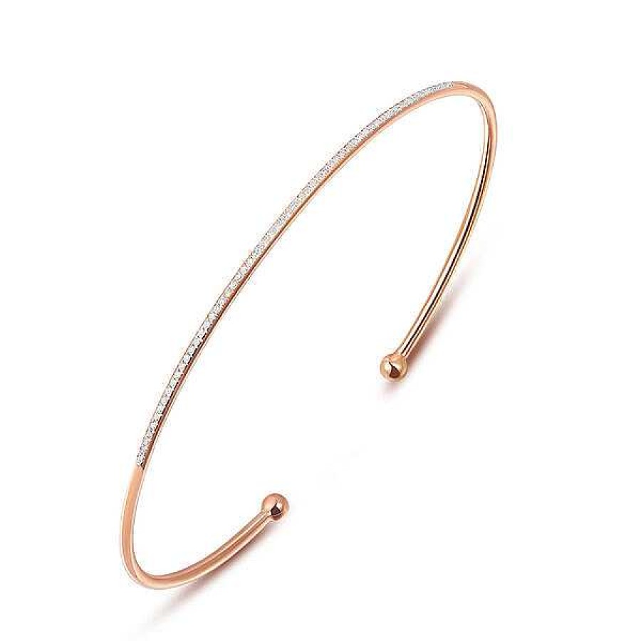 Goldschmuck Leaf Schmuck | Armreif Circle Mit Diamanten, 18 K Rosegold