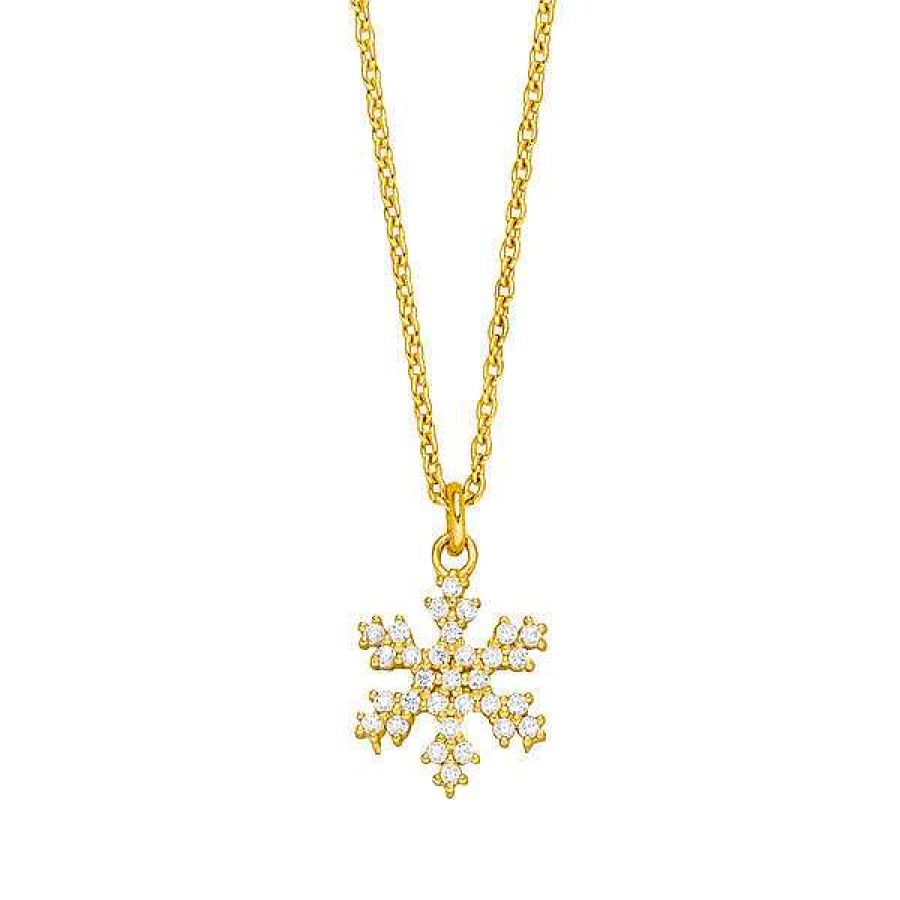 Silberschmuck Leaf Schmuck | Halskette Snowflake, 18 K Gelbgold Vergoldet