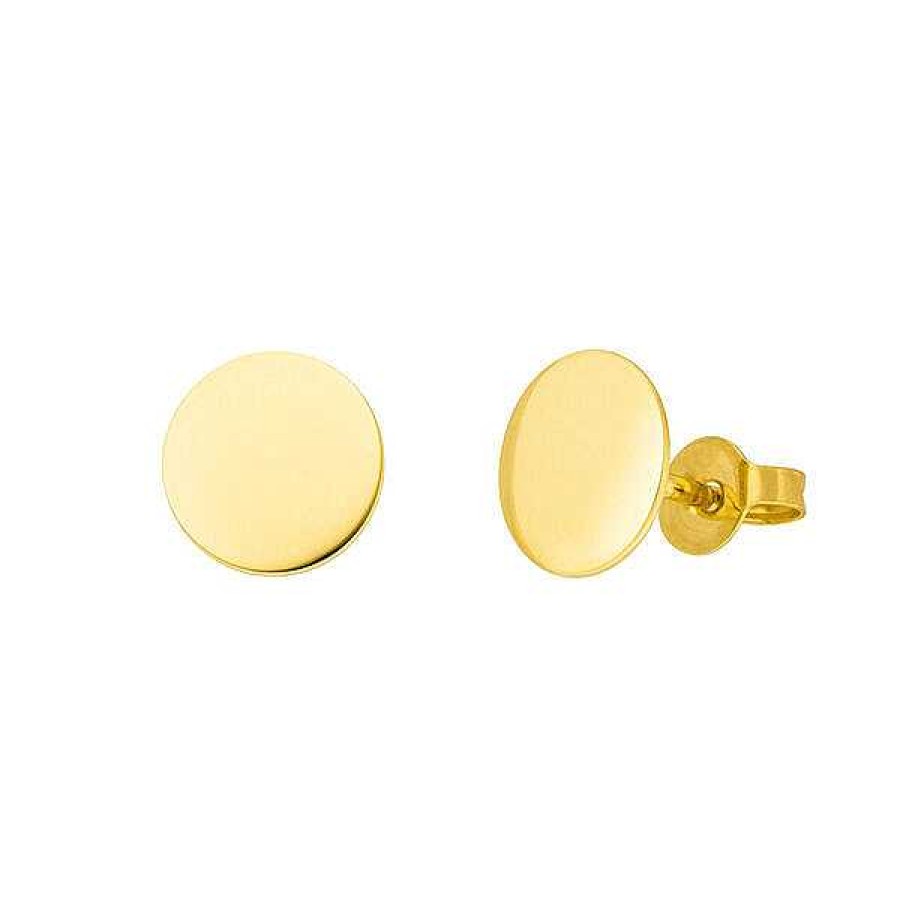 Goldschmuck Leaf Schmuck | Ohrstecker Disc 8 Mm, 14 K Gelbgold