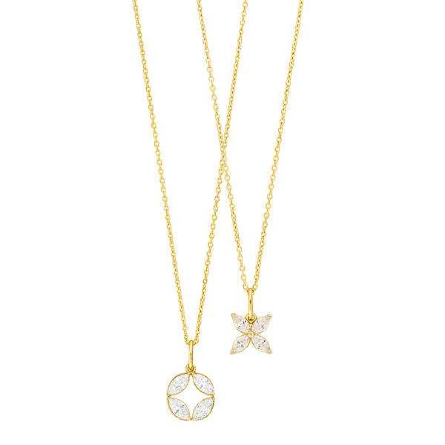 Silberschmuck Leaf Schmuck | Silber Necklace Set "Flowers", Gelbgold