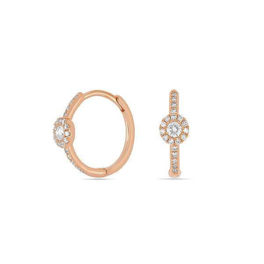 Goldschmuck Leaf Schmuck | Creolen Pave Ii, 14K Rosegold