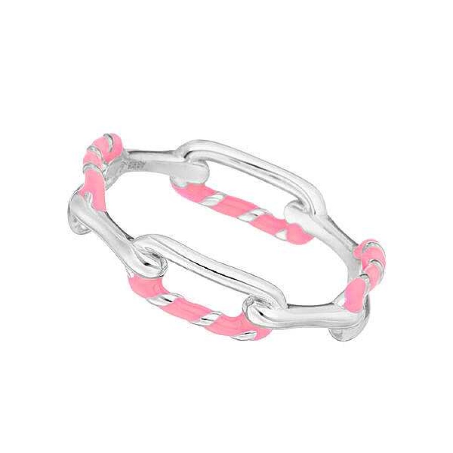 Silberschmuck Leaf Schmuck | Ring Neon Twist, 925 Sterlingsilber, Pink, Gr.54