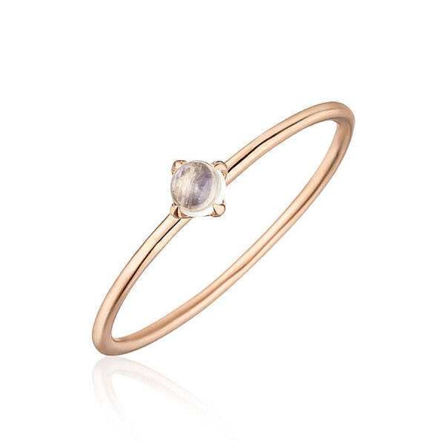 Goldschmuck Leaf Schmuck | Ring Cabochon, 14 K Rosegold, Mondstein