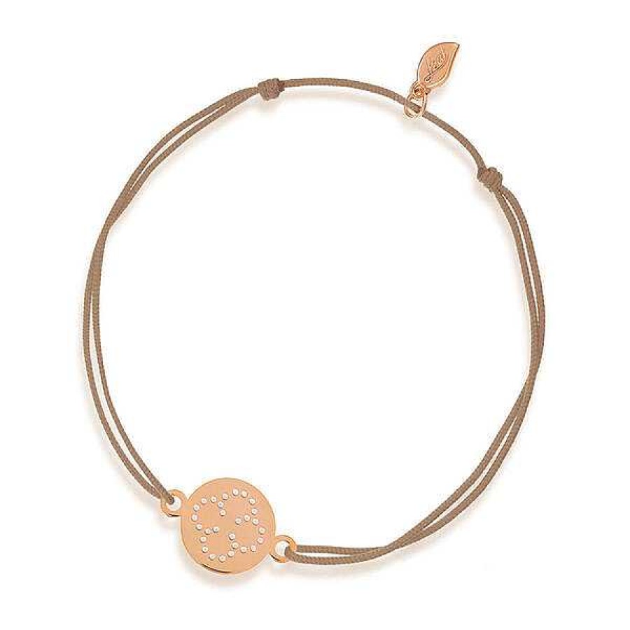 Goldschmuck Leaf Schmuck | Gl Cksb Ndchen Disc Clover, 14K Rosegold, Beige