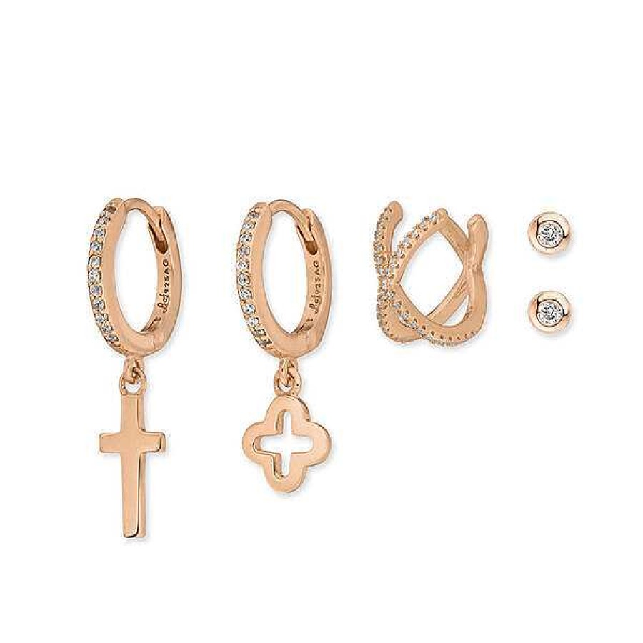 Silberschmuck Leaf Schmuck | Ear Mix, 5-Er Set, 18 K Rosegold Vergoldet