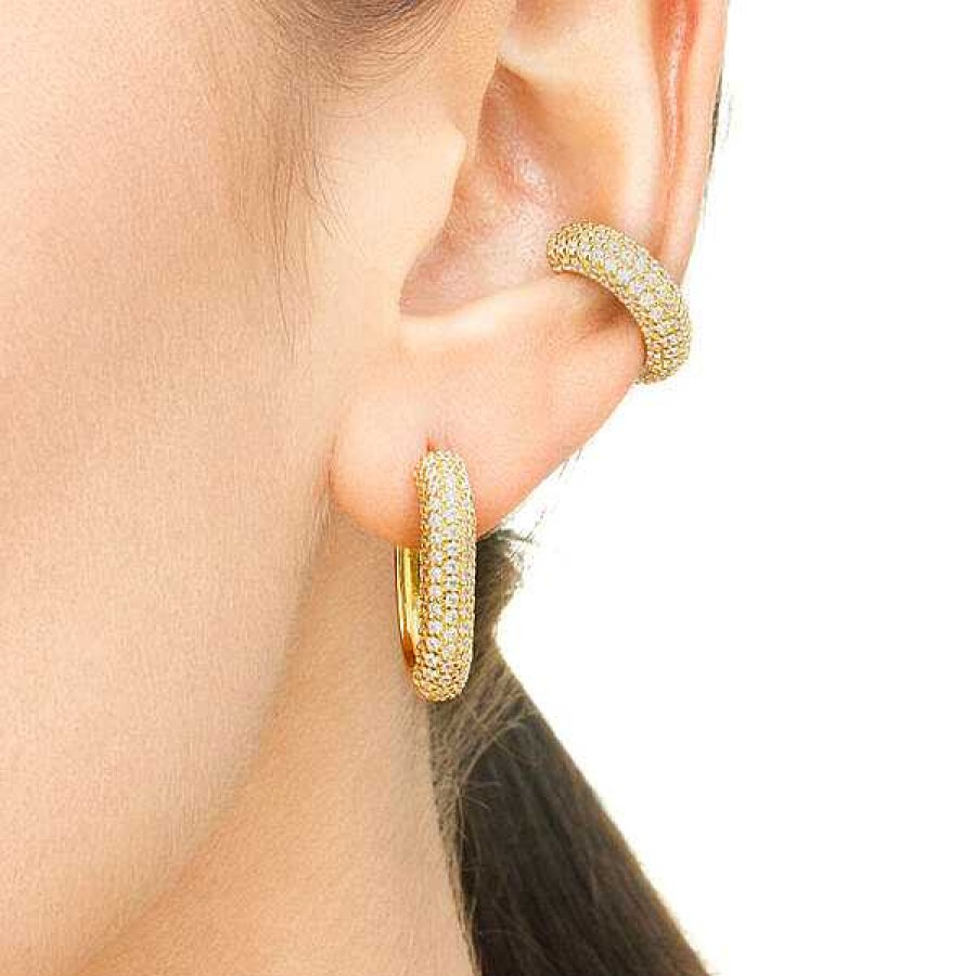 Silberschmuck Leaf Schmuck | Silber Earcuff, Pave Lila, Gelbgold