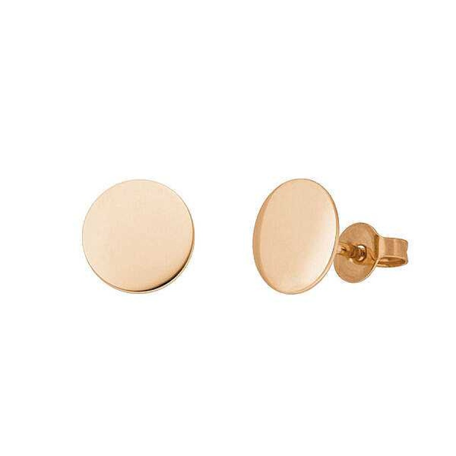 Goldschmuck Leaf Schmuck | Ohrstecker Disc 8 Mm, 14 K Rosegold