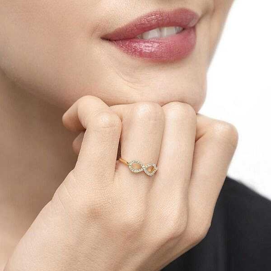 Goldschmuck Leaf Schmuck | Infinityring Mit Diamanten, 18 K Gelbgold