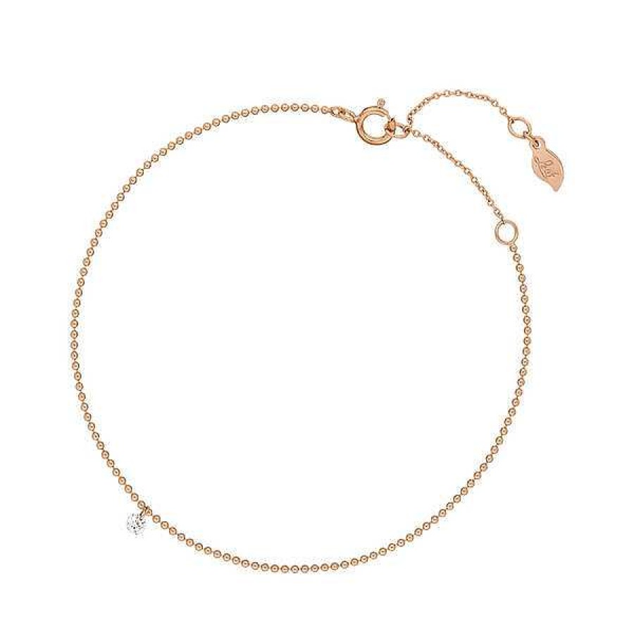 Goldschmuck Leaf Schmuck | Armkette Pure Ball Chain, Diamant, 14 K Rosegold