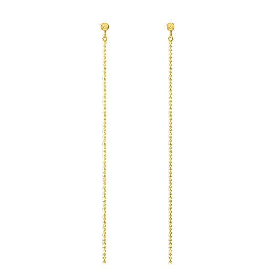 Goldschmuck Leaf Schmuck | Ohrringe Ball Chain, 14 K Gelbgold