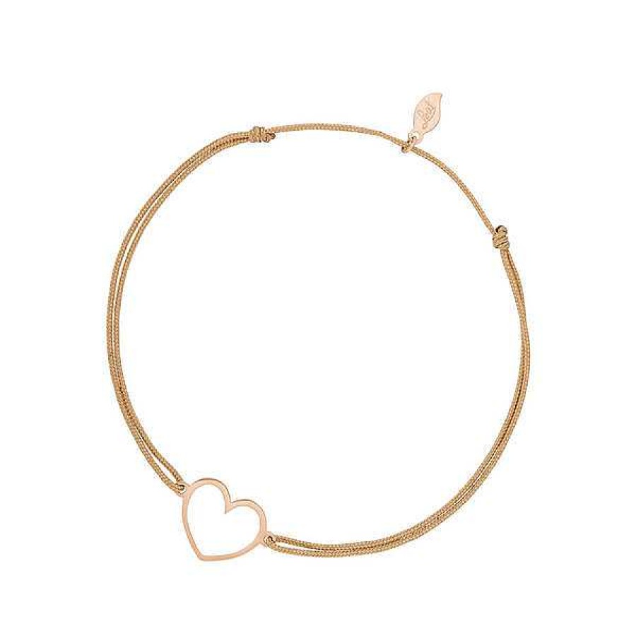 Goldschmuck Leaf Schmuck | Gl Cksb Ndchen Gentle Heart, 14 K Rosegold, Beige