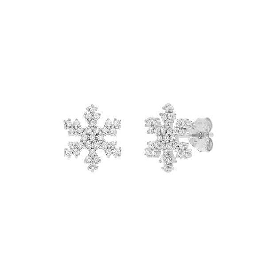 Silberschmuck Leaf Schmuck | Ohrstecker Snowflake, 925 Sterlingsilber