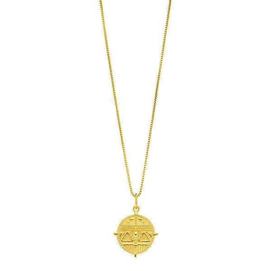 Silberschmuck Leaf Schmuck | Halskette Lucky Coin, 60Cm, 18 K Gelbgold Vergoldet