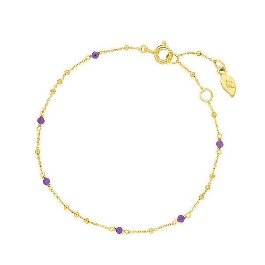 Silberschmuck Leaf Schmuck | Armkette Flying Gems, Amethyst, 18 K Gelbgold Vergoldet