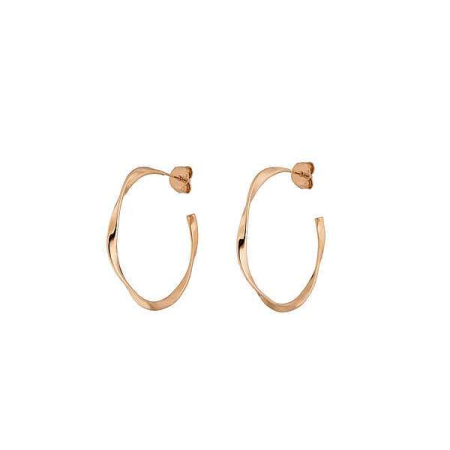 Silberschmuck Leaf Schmuck | Creole Twist, 20Mm, 18 K Rosegold Vergoldet