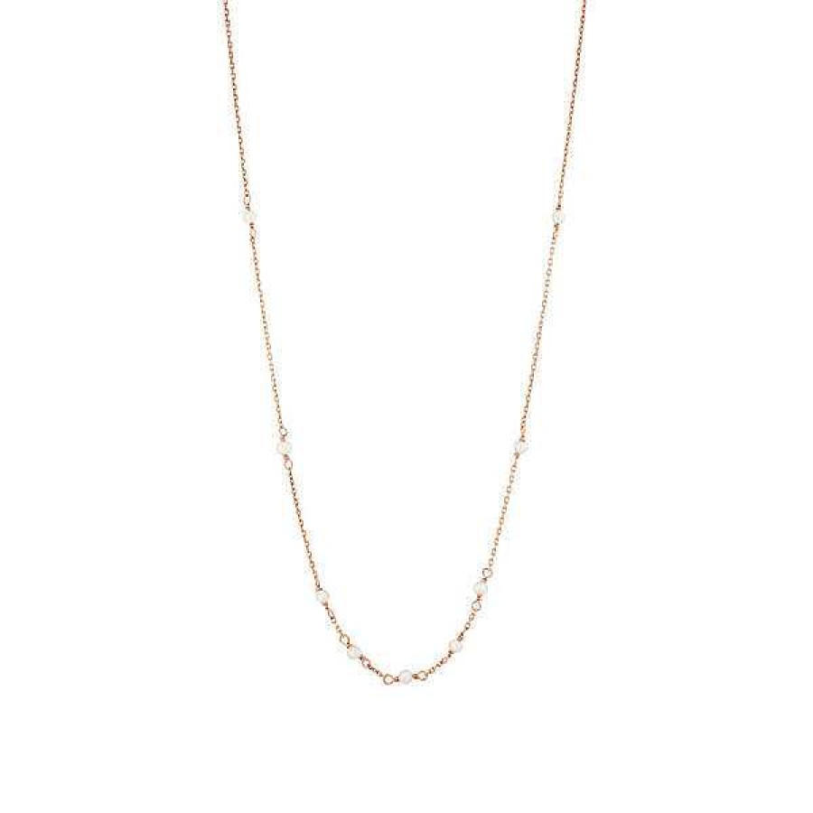 Goldschmuck Leaf Schmuck | Halskette White Pearls, 14 K Rosegold