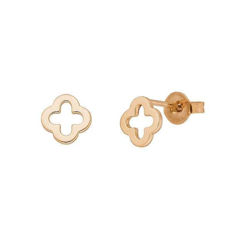 Goldschmuck Leaf Schmuck | Ohrstecker Clover, 14 K Rosegold