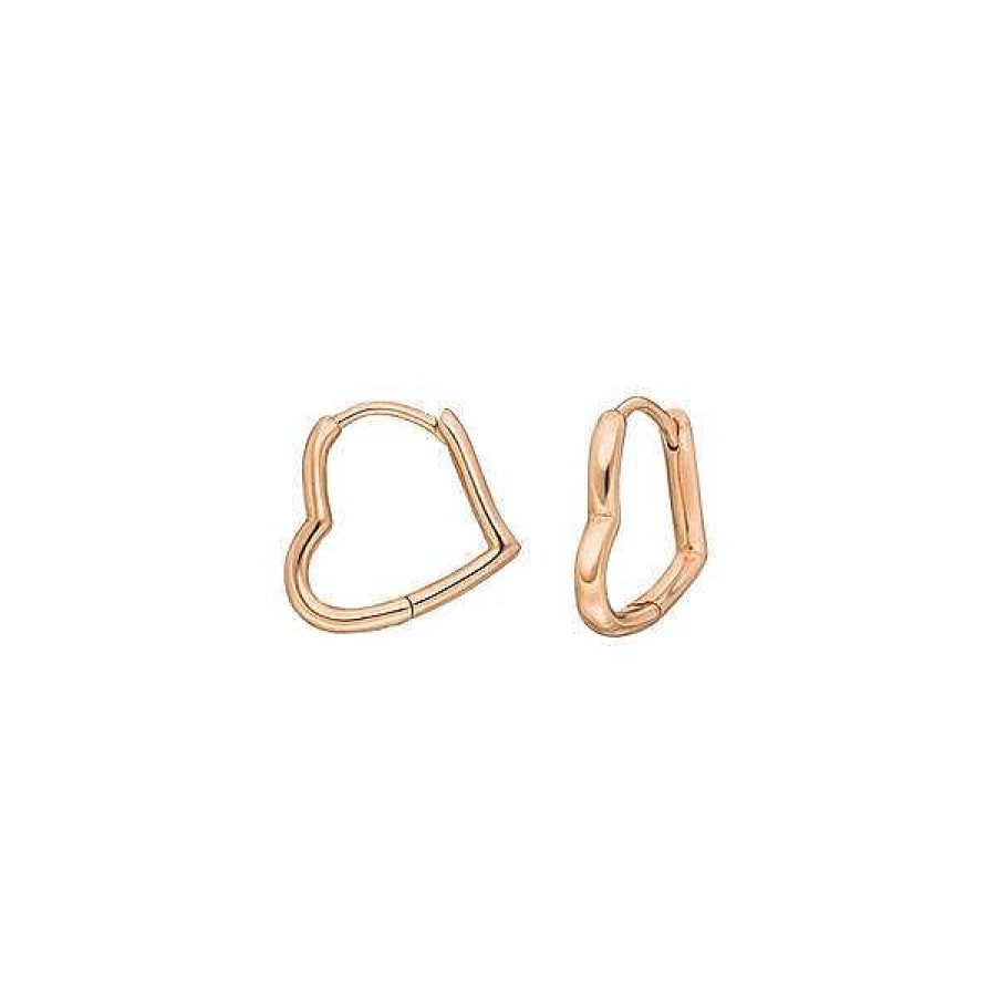 Silberschmuck Leaf Schmuck | Creole Tiny Heart, 18 K Rosegold Vergoldet