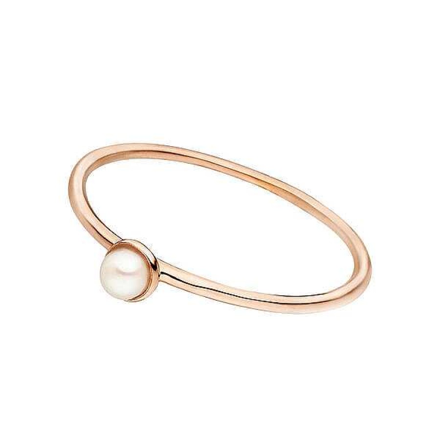 Silberschmuck Leaf Schmuck | Stacking Ring, Perle, 3Mm, 18 K Ros Gold Vergoldet