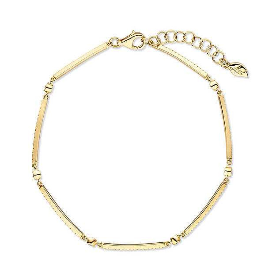 Goldschmuck Leaf Schmuck | Armband Bar, 18K Gelbgold, Diamanten