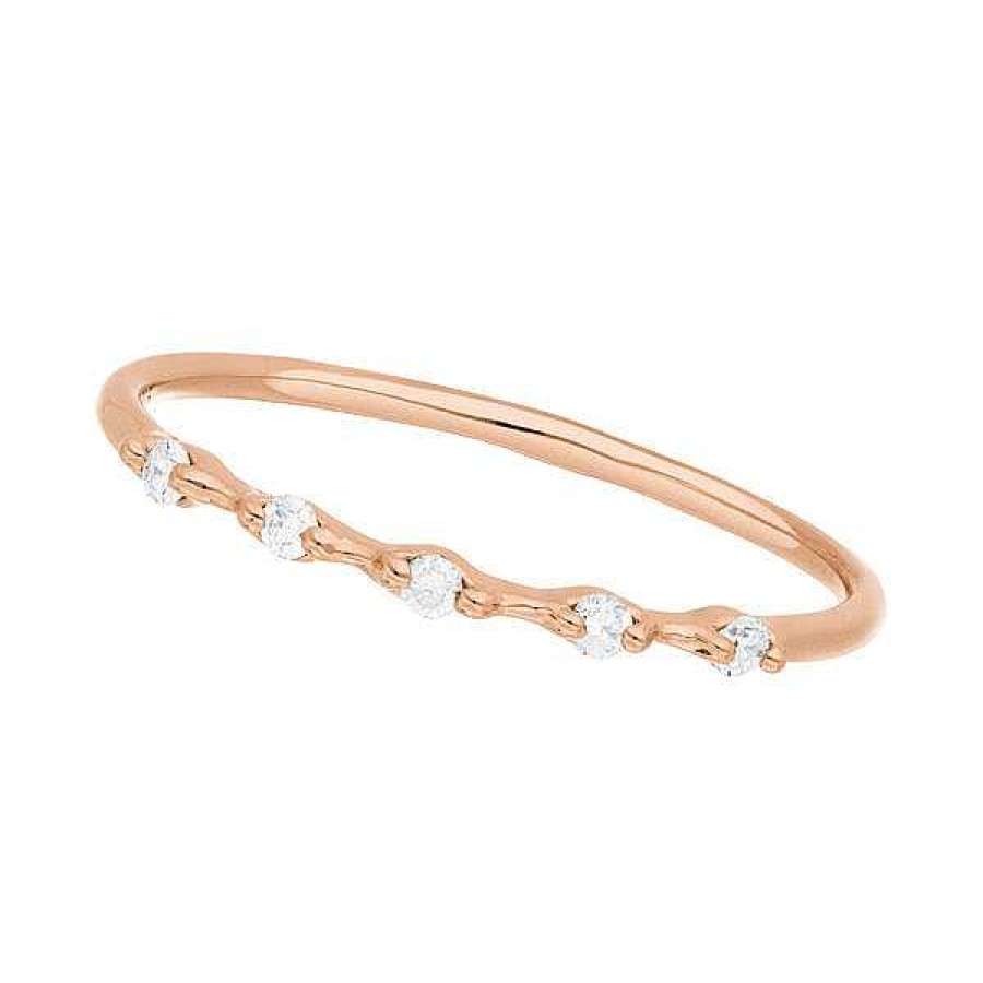 Goldschmuck Leaf Schmuck | Ring Mit 5 Diamanten, 14K Rosegold