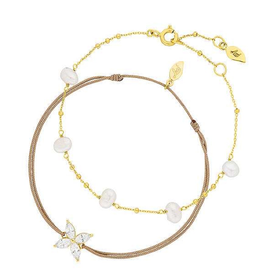 Silberschmuck Leaf Schmuck | Silber Bracelet Set "Gold Gems", Gelbgoldsilber Bracelet Set "Gold Gems", Gelbgold