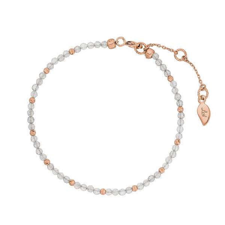 Silberschmuck Leaf Schmuck | Armkette Serenity, Labradorit, 18 K Rosegold Vergoldet