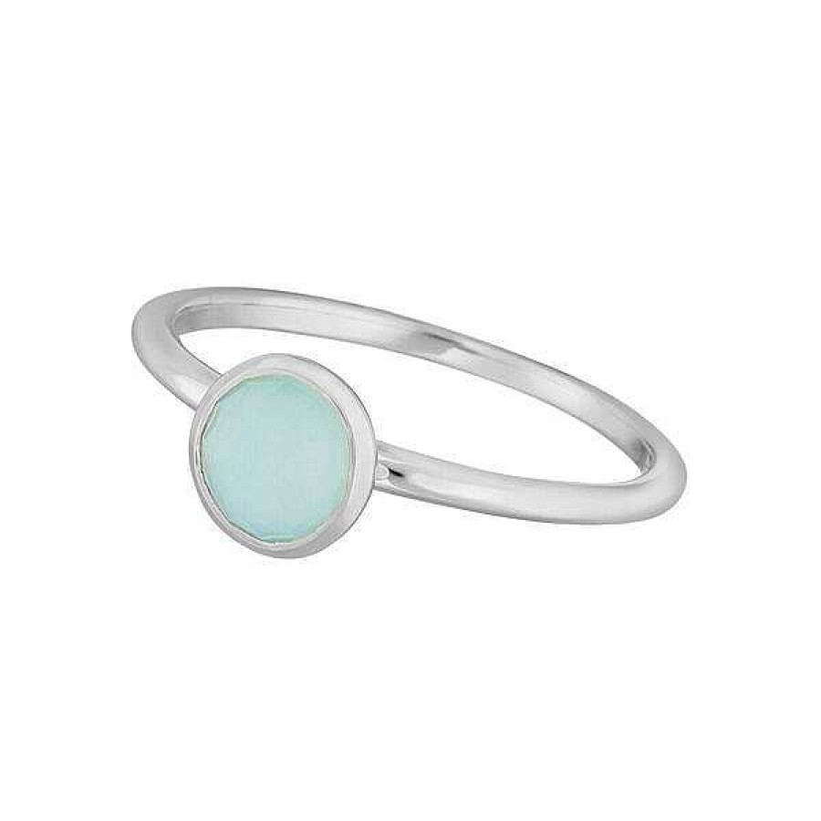 Silberschmuck Leaf Schmuck | Stacking Ring, Aqua Chalzedon, 6Mm, 925 Sterlingsilber, Gr.52