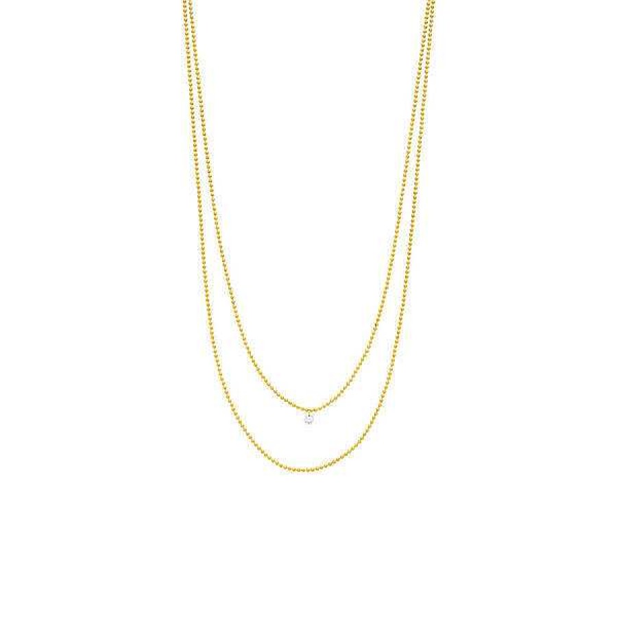 Goldschmuck Leaf Schmuck | Halskette Pure Double, Diamant, 14 K Gelbgold