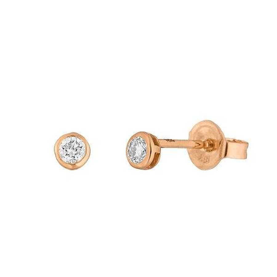 Goldschmuck Leaf Schmuck | Ohrstecker "My First Diamond", 18 K Rosegold