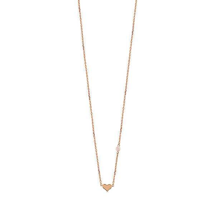 Silberschmuck Leaf Schmuck | Halskette Herz Mit Perle, 18 K Rosegold Vergoldet