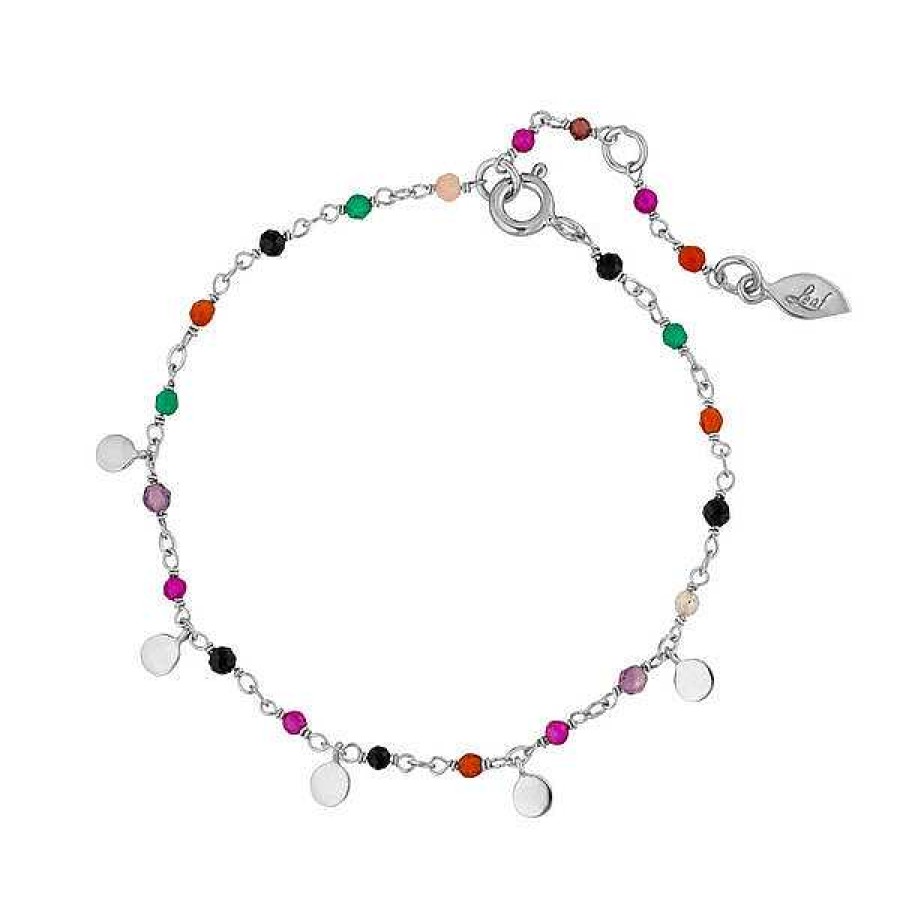 Silberschmuck Leaf Schmuck | Armkette Rainbow, 925 Sterlingsilber, Multi Gems