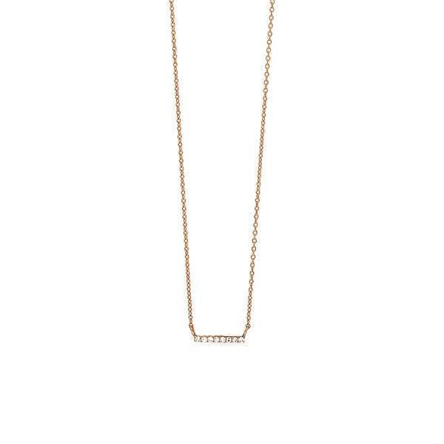 Goldschmuck Leaf Schmuck | Halskette Horizontal Bar, Diamant, 14 K Rosegold