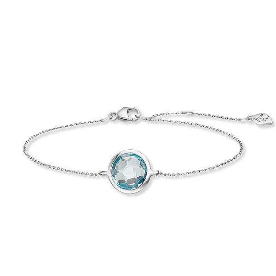 Goldschmuck Leaf Schmuck | Armkette Blue Topaz, 14 K Weissgold