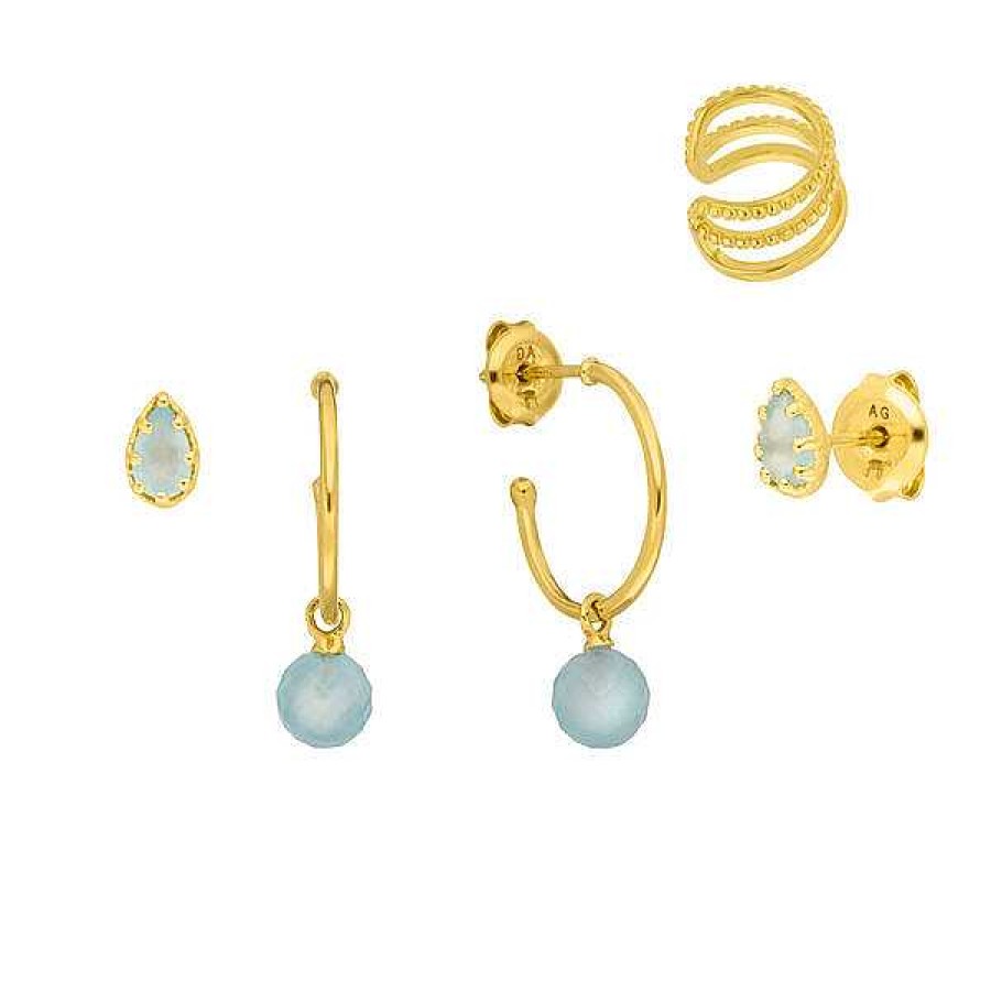 Silberschmuck Leaf Schmuck | Silber Earring Mix "Ocean Dream", Gelbgold